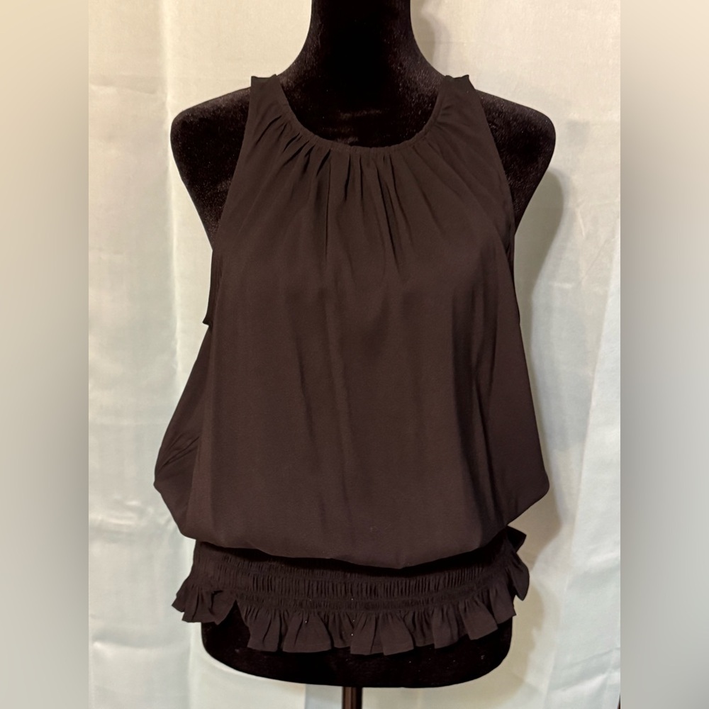 Express Black Ruffle Hem Halter Tank Top | Size M | NWT